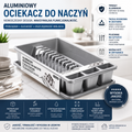 Aluminiowy ociekacz do naczyń z tacką ociekową i pojemnikiem na sztućce