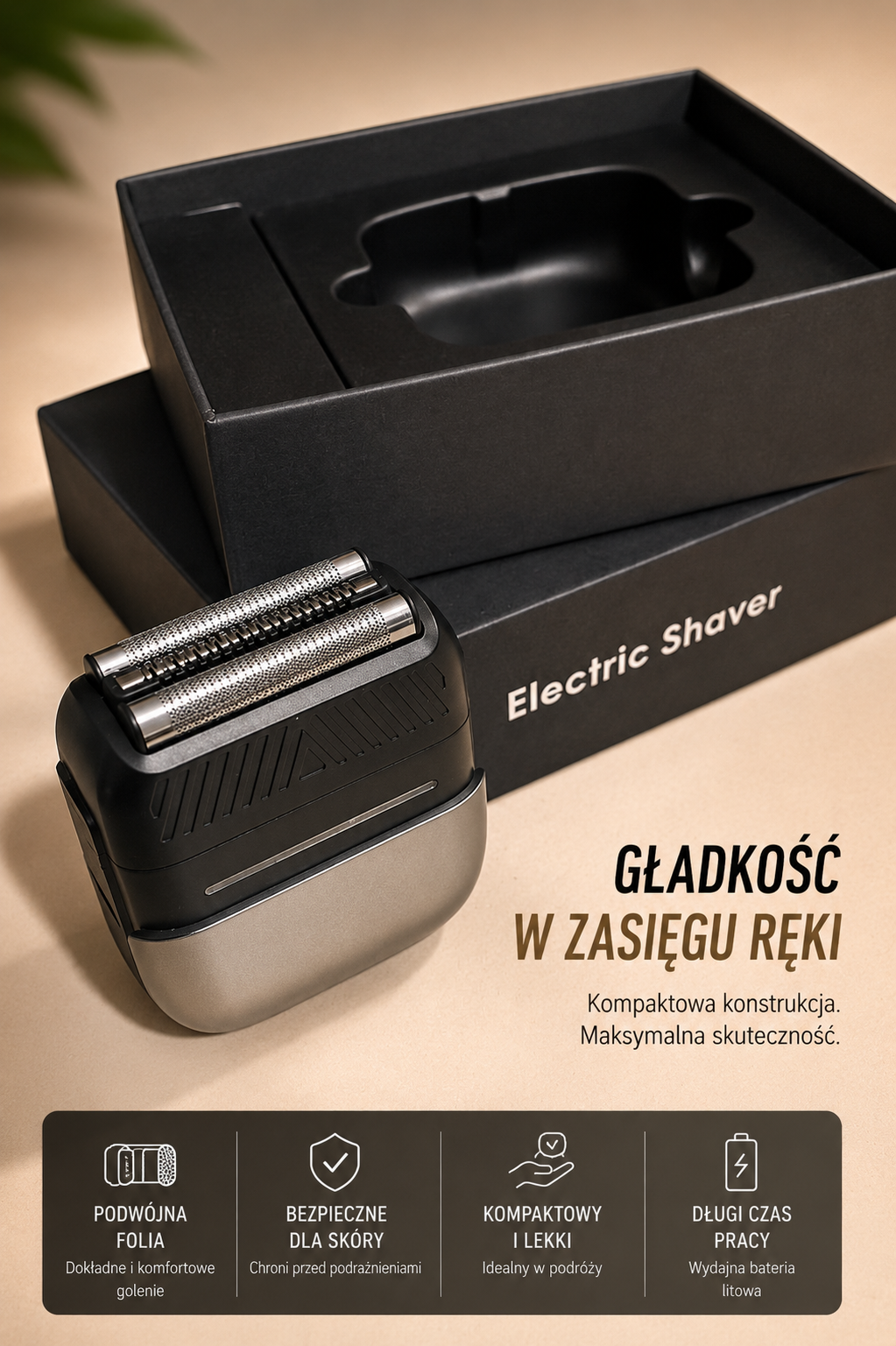 Mini Elektryczna Golarka IPX7 USB – Podwójne Ostrze, Kompaktowa i Wydajna